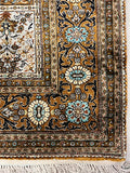 Hand-knotted Pure Silk Persian Qum Garden design Rug