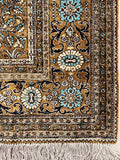 Hand-knotted Pure Silk Persian Qum Garden design Rug