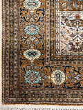 Hand-knotted Pure Silk Persian Qum Garden design Rug