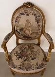 A pair of rare antique 19th Century French Aubusson Tapestry Silk & Wool Chairs