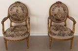 A pair of rare antique 19th Century French Aubusson Tapestry Silk & Wool Chairs