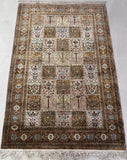 Hand-knotted Pure Silk Persian Qum Garden design Rug
