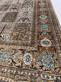Hand-knotted Pure Silk Persian Qum Garden design Rug