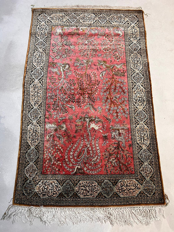 Hand-knotted Old Persian Pure Silk Rug