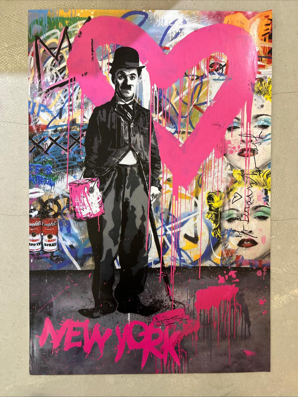 Mr. Brainwash - Charlie Chaplin (Love is the Answer) - Authentic Print Pop Art Poster